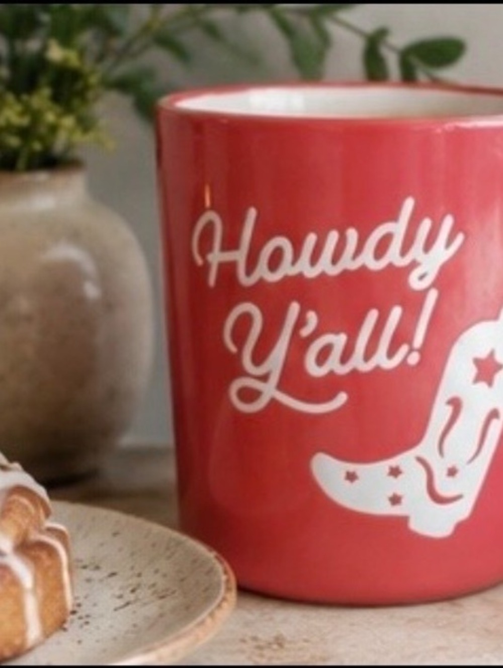 “Howdy Y’all!” Red/Coral Western Cowboy Boot Mug